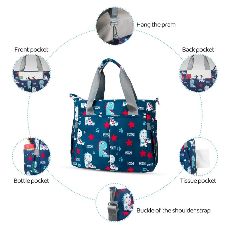 PHEBEN Store Diaper Bag Tote Satchel Waterproof Messenger Baby Diaper Bags for Mom and Dad Multifunction Medium Travel Tote Bags(Cute Dinosaur) - Image 4